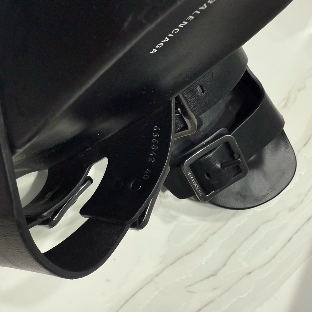 Balenciaga Mallorca Platform Black Leather Sandal Slides - Picture 7 of 7